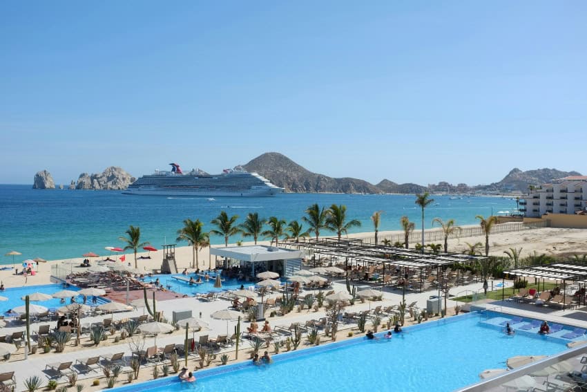 Cruise ship at anchor off Medano Beach in Cabo San Lucas