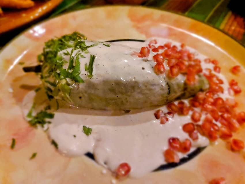 Chile nogada on a plate.