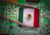 A CPU computer chip with a Mexican flag