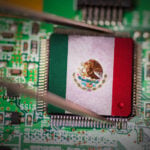 A CPU computer chip with a Mexican flag