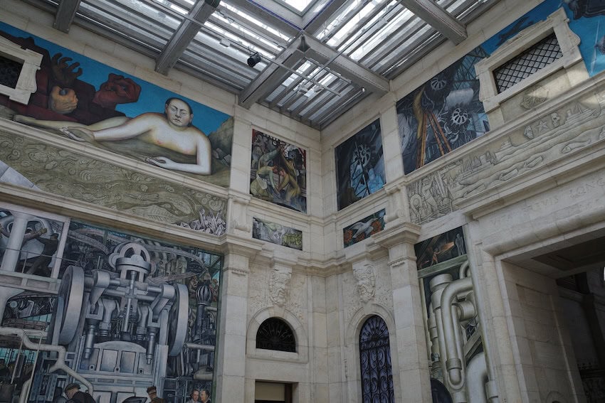 A portion of the mural Diego Rivera painted for the Ford assembly plant in Detroit, Michigan.