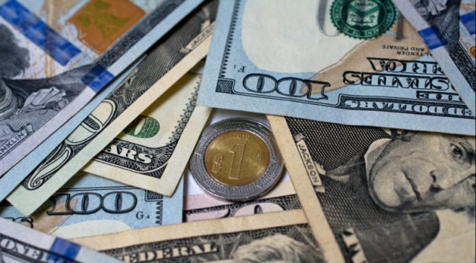 dollars and mexican pesos