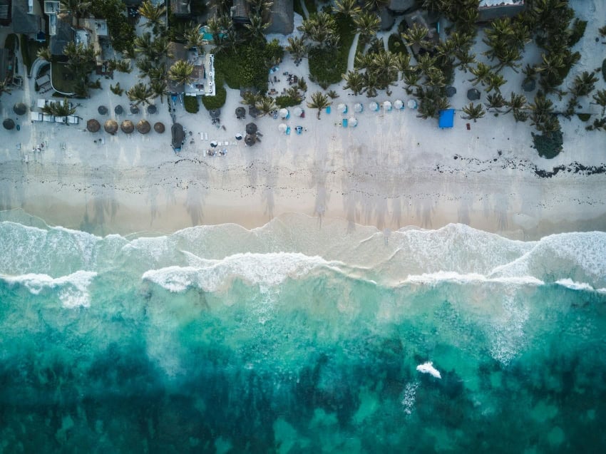 Tulum, Mexico beachfront setting