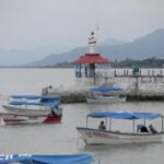 Panga boats by the dock at Lake Chapala