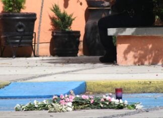 Memorial by location of murder of Spanish exchange student in Morelos, Mexico