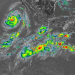 Infrared satellite imagry tracks the intensity of Hurricane Marie