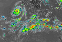 Infrared satellite imagry tracks the intensity of Hurricane Marie