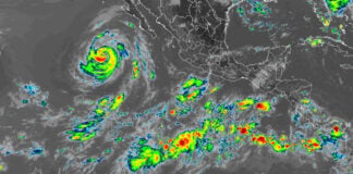 Infrared satellite imagry tracks the intensity of Hurricane Marie