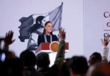 President Sheinbaum presides at her September 21 mañanera press conference