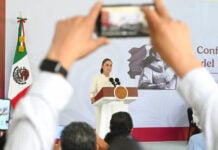 Prsident Claudia Sheinbaum at her Sept. 25 mañanera press conference.
