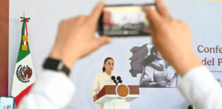 Prsident Claudia Sheinbaum at her Sept. 25 mañanera press conference.