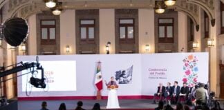 President Sheinbaum at podium Sept. 29, 2026
