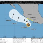 Predicted track of Hurricane Polo, as of Monday morning