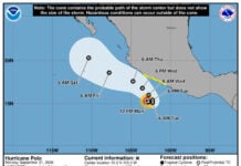 Predicted track of Hurricane Polo, as of Monday morning