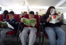 Mexican students practicing reading