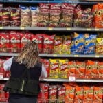 salty snacks in a grocery aisle