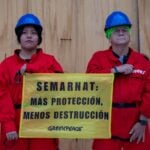 Greenpeace protest at Bellas Artes in Guadalajara
