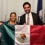 Mexico City Mayor Clara Brugada visits New York Mayor Zohran Mamdani at his office in New York City during the U20 mayors summit.