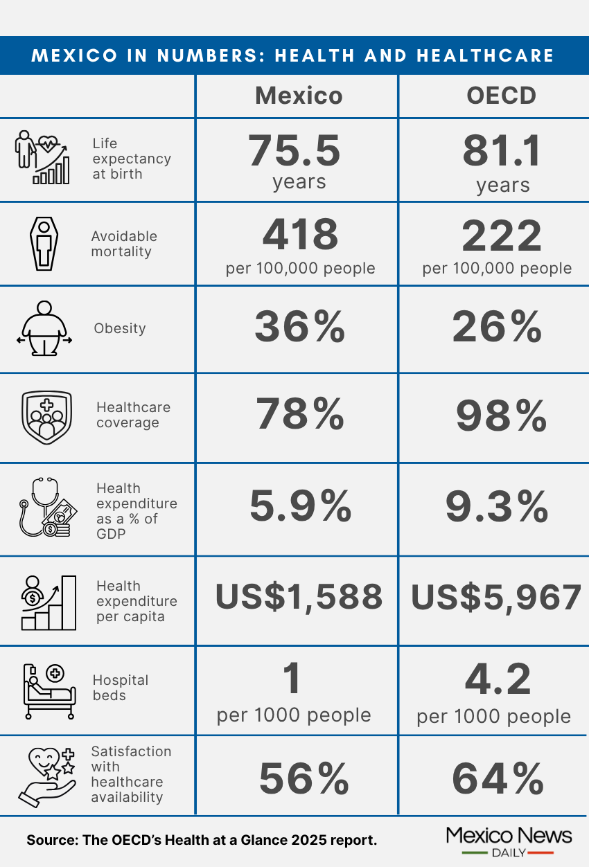 Mexico in Numbers health and healthcare summary graphic
