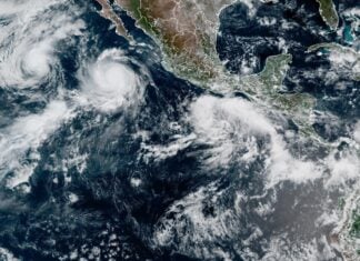 Satellite image of Hurricane Polo off the coast of Baja California Sur