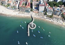 Aerial view of a beach in Puerto Vallarta.