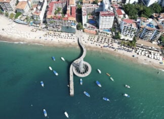 Aerial view of a beach in Puerto Vallarta.