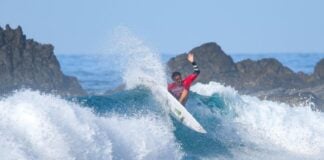 Taro Watanabe shows off the form that led to a runner-up finish to Jett Schilling in the inaugural Pacífico Surf Open Cerritos in 2024.