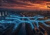 AI image of cables connecting the U.S. and Mexico at the border