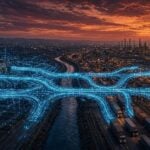 AI image of cables connecting the U.S. and Mexico at the border