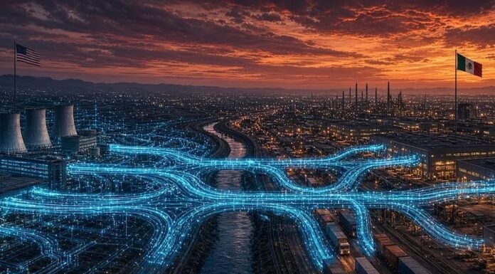 AI image of cables connecting the U.S. and Mexico at the border