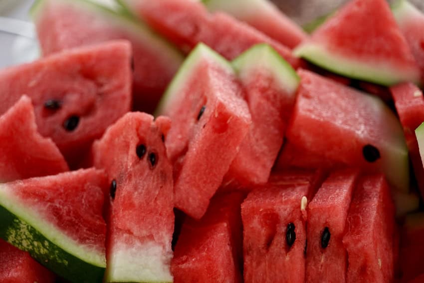 Watermelon cut up into slices