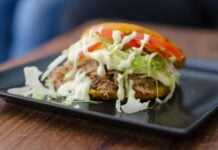 Venezuelan arepa with fillings.