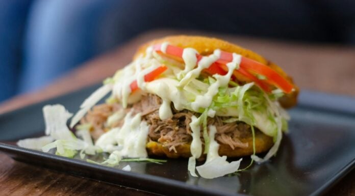 Venezuelan arepa with fillings.