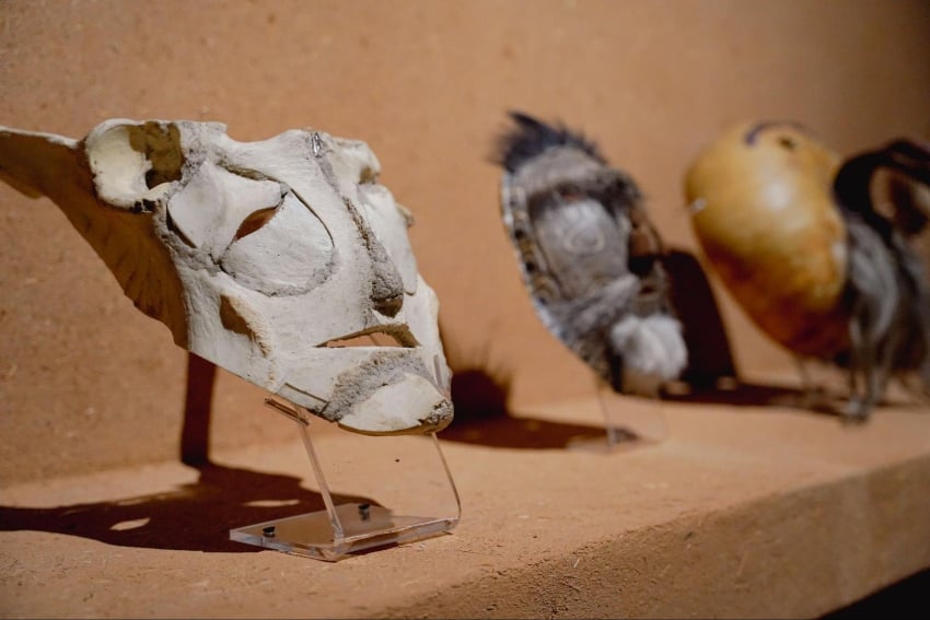Indigenous masks at "Biodiseño MX" at the Franz Mayer Museum in Mexico City