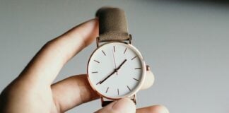 Hand holding a watch