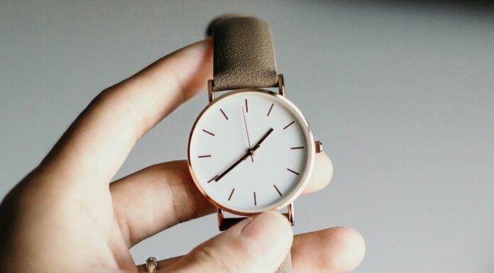 Hand holding a watch