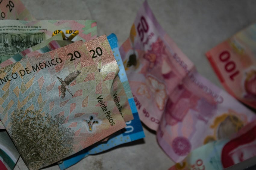 Mexican pesos in various denominations