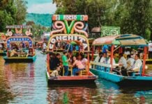 Xochimilco boats with mariachis