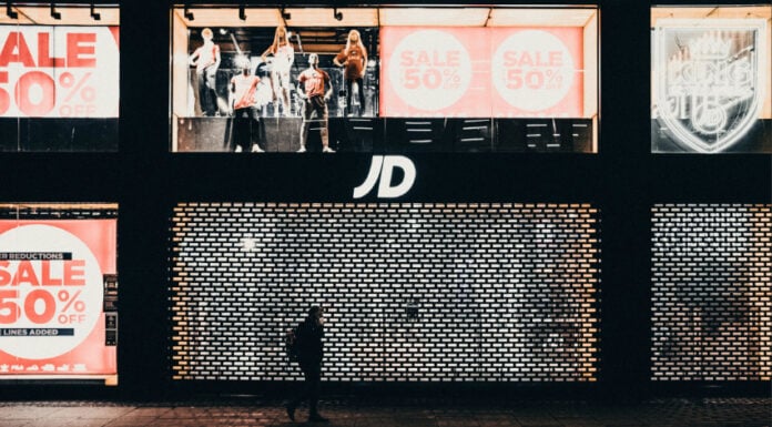 A JD Sports store in Oxford Street, London, UK
