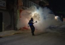 Sledgehammer wielding resident of San Juan de la Vega