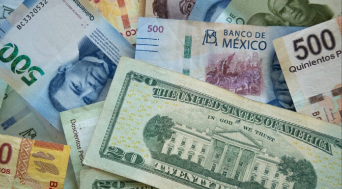 Mexican pesos and US dollars