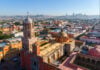 An aerial view of Queretaro City, Mexico. Drone photo in the morning in City center