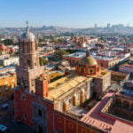 An aerial view of Queretaro City, Mexico. Drone photo in the morning in City center