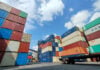 A shipyard filled with import-export storage containers