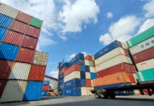 A shipyard filled with import-export storage containers