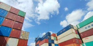 A shipyard filled with import-export storage containers