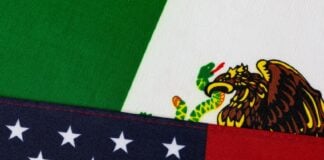 United States of America and Mexico flags