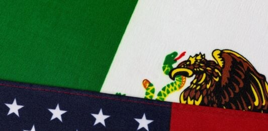 United States of America and Mexico flags