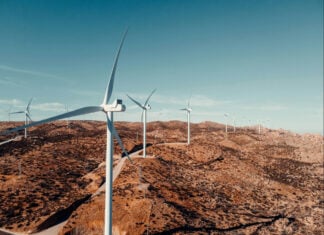Wind turbines in La Rumorosa, Tecate, Baja California