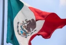 Mexican flag flying